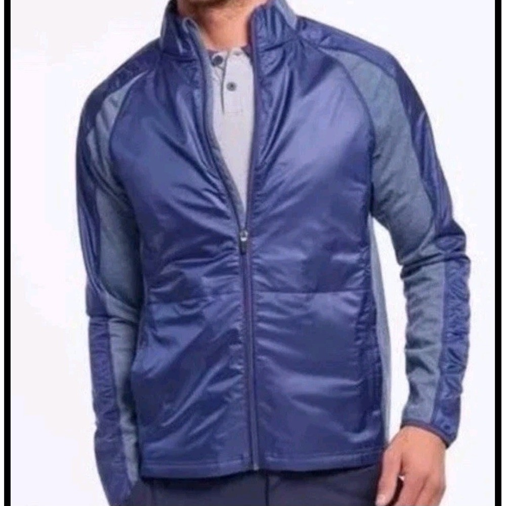 RHONE Mens XL Full Zip‎ Jacket Blue Gray Hybrid Lightweight Athletic Golf Coat